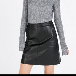 Zara Leather A-line Skirt